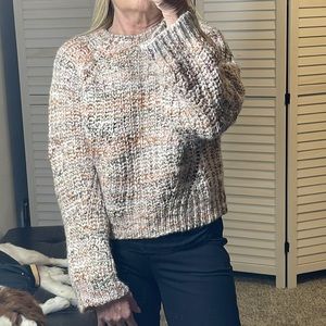 Joie Pink Multicolored Long Sleeve Woven Sweater